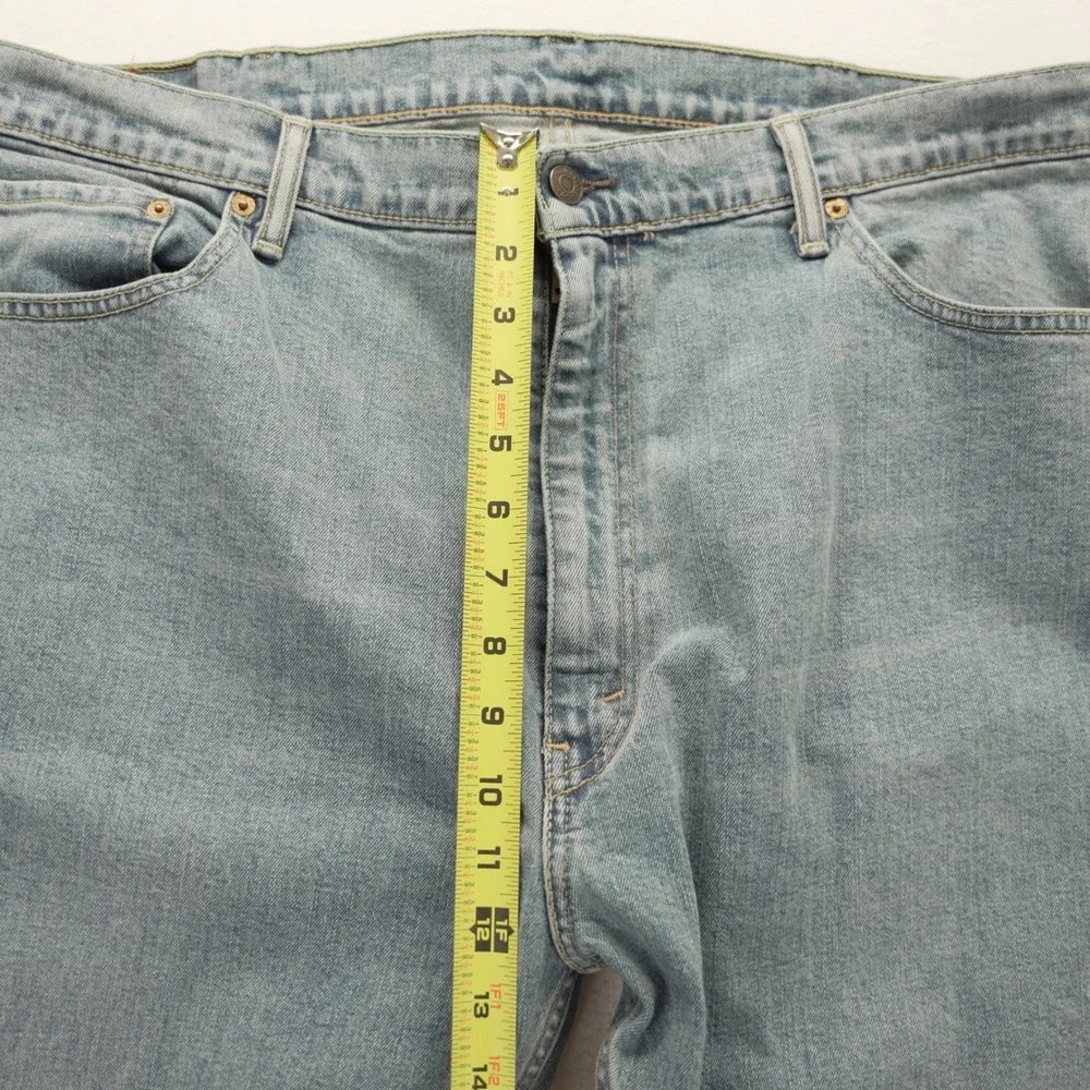 Levis 505 Regular Fit Light Wash Blue Denim Jeans Mens 42x32 Straight Leg